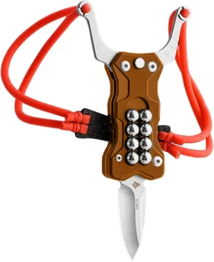 Multifunctional knife G10 Handle EDC Pocket Knife Practicality Folding Knife with Slingshot (Brown)