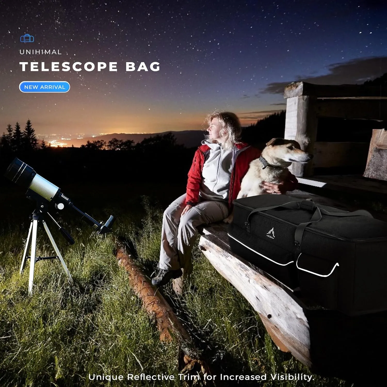 Multipurpose Telescope Bag 40 In– Padded Shock Absorbent –600D Oxford Telescope Carrying Case for Celestron with Adjustable Shoulder Strap & Pockets and Extra Storage, Black