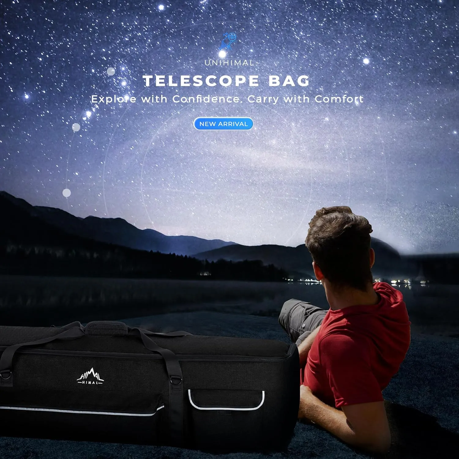 Multipurpose Telescope Bag 40 In– Padded Shock Absorbent –600D Oxford Telescope Carrying Case for Celestron with Adjustable Shoulder Strap & Pockets and Extra Storage, Black