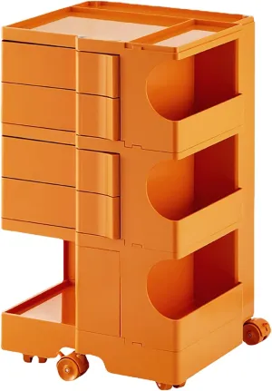 Multipurpose Utility Storage Cart - Industrial Storage with Wheels and Slide Out Drawers - Professional Trolley Cart - Portable Caddy for Salon Supplies, Kitchen Needs, Medical Tools - Tropical Orange