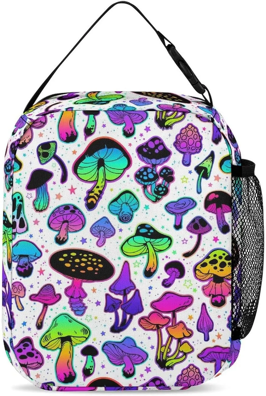 Mushroom Backpack with Lunch Box & Pencil Case, 16 Inch Cute Mushroom Themed Bookbag, Adjustable Lightweight Large Capacity, Colorful Mushroom Backpack Set for Kids Girls Boys School