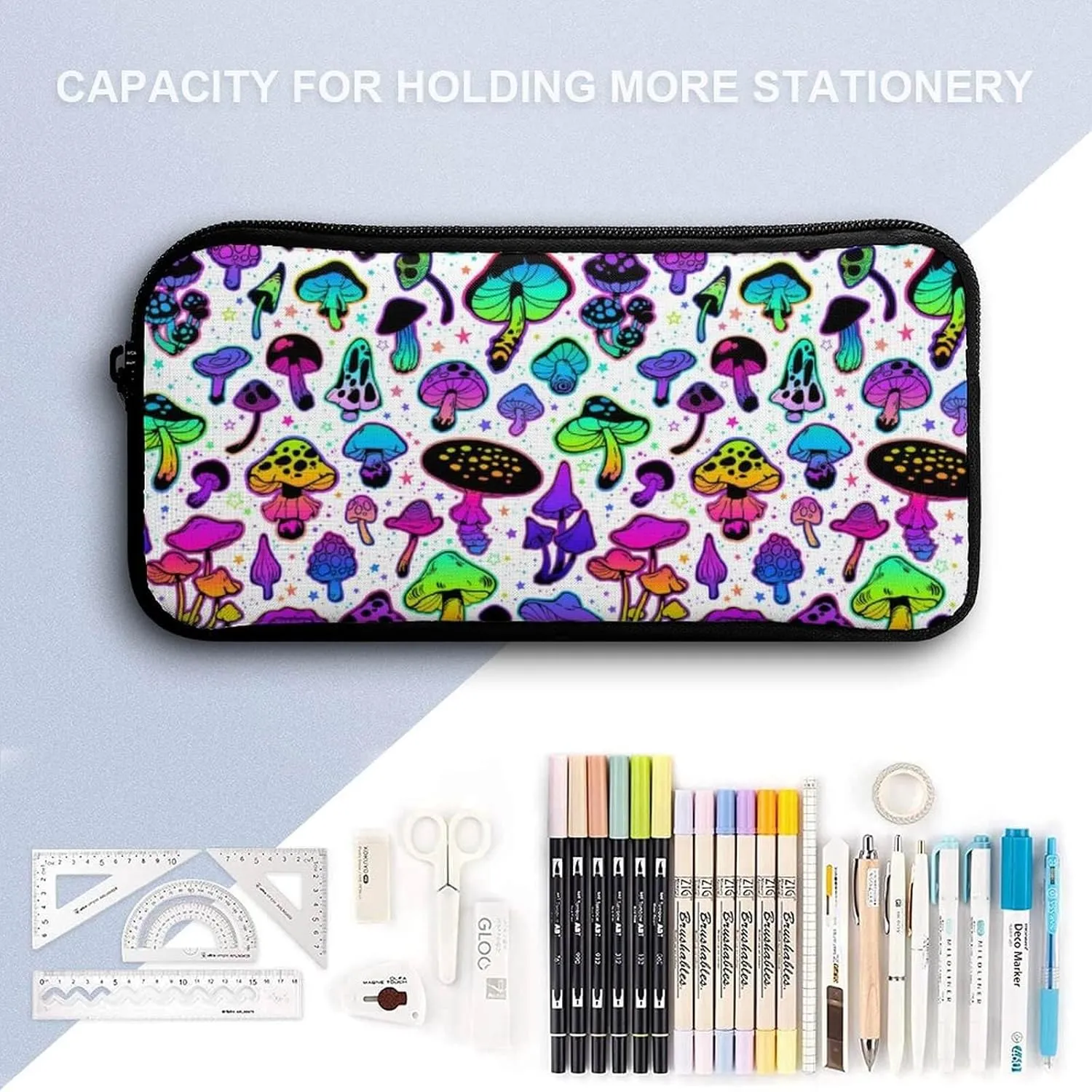 Mushroom Backpack with Lunch Box & Pencil Case, 16 Inch Cute Mushroom Themed Bookbag, Adjustable Lightweight Large Capacity, Colorful Mushroom Backpack Set for Kids Girls Boys School
