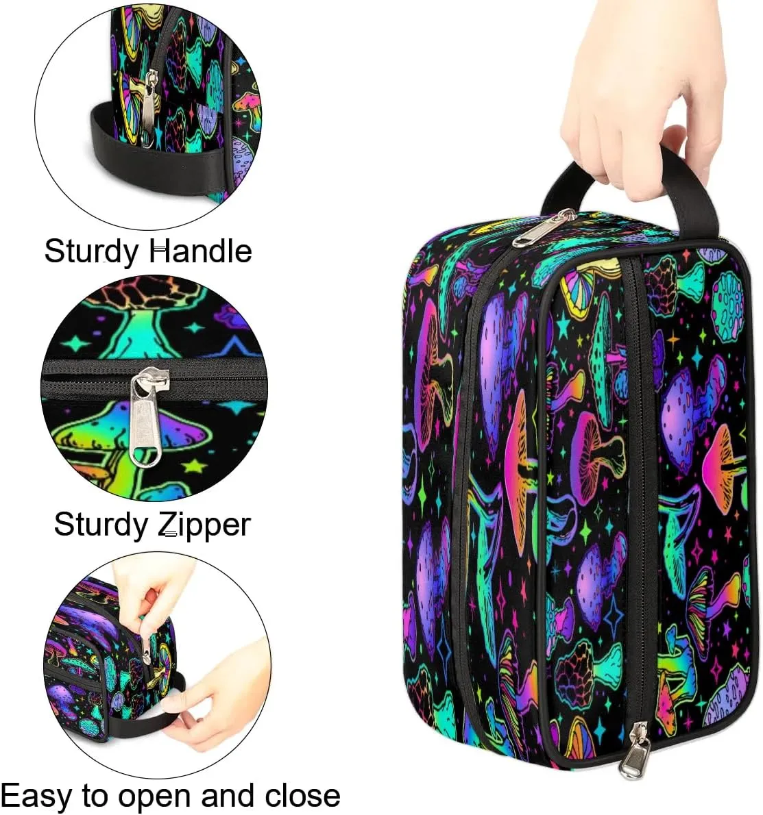 Mushroom Halloween Makeup Bag Travel Toiletry Bag for Women, Kids Toiletry Bag Cosmetic Waterproof Small Easy-carry