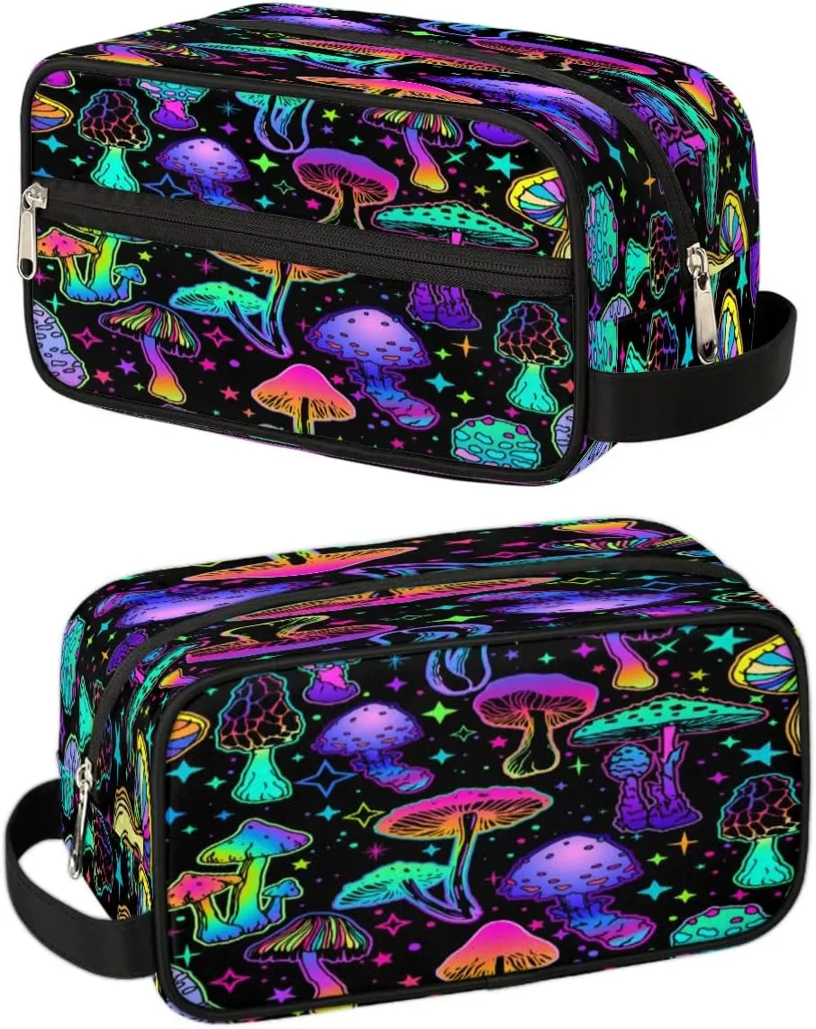 Mushroom Halloween Makeup Bag Travel Toiletry Bag for Women, Kids Toiletry Bag Cosmetic Waterproof Small Easy-carry