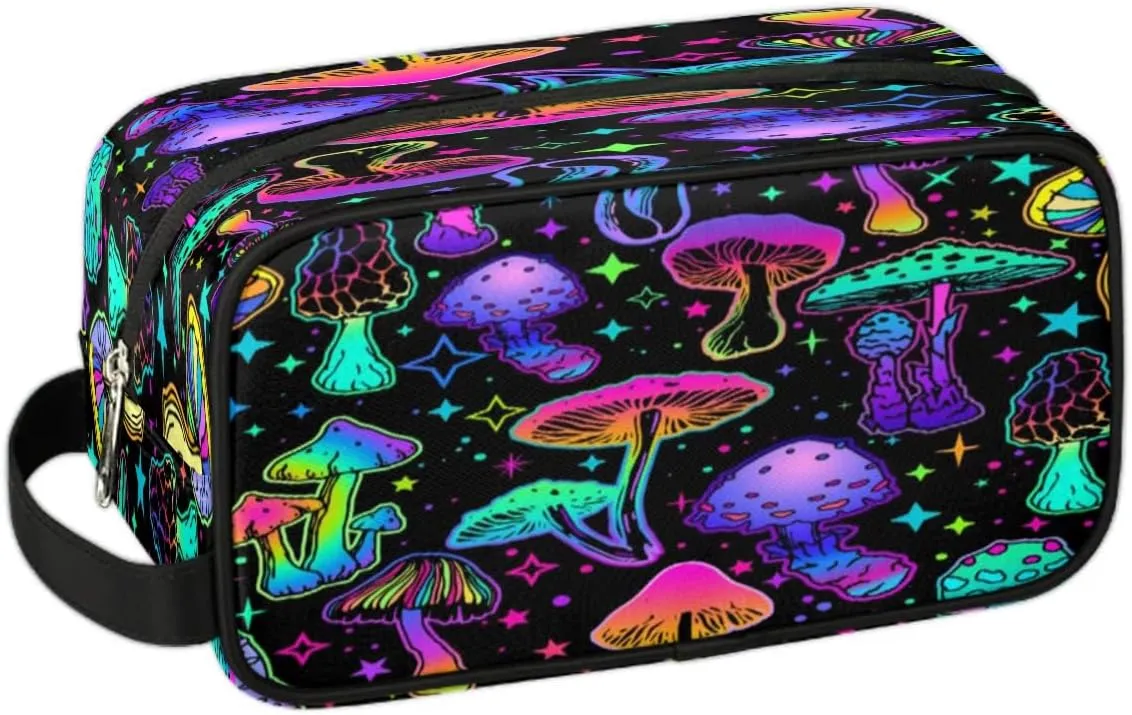 Mushroom Halloween Makeup Bag Travel Toiletry Bag for Women, Kids Toiletry Bag Cosmetic Waterproof Small Easy-carry
