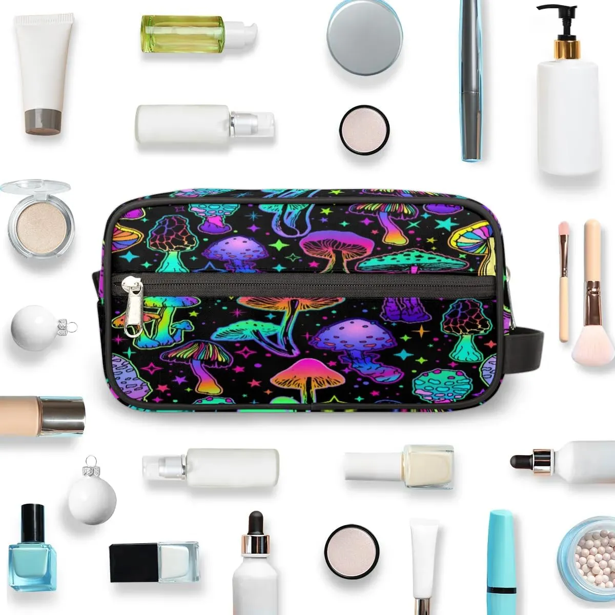 Mushroom Halloween Makeup Bag Travel Toiletry Bag for Women, Kids Toiletry Bag Cosmetic Waterproof Small Easy-carry