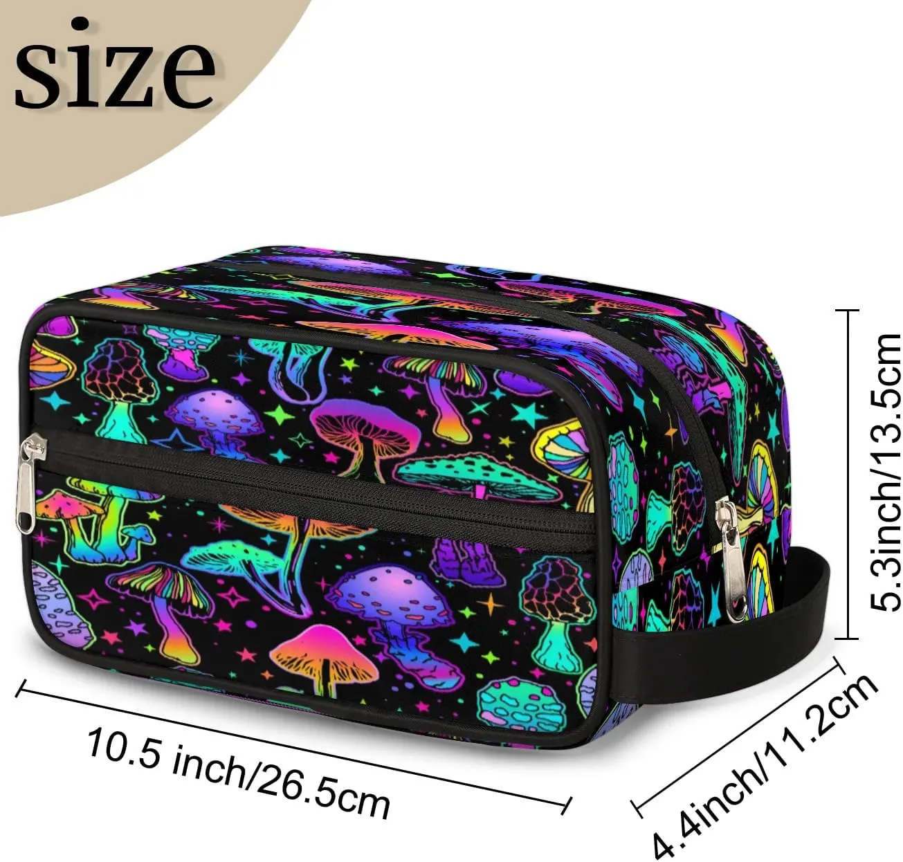 Mushroom Halloween Makeup Bag Travel Toiletry Bag for Women, Kids Toiletry Bag Cosmetic Waterproof Small Easy-carry