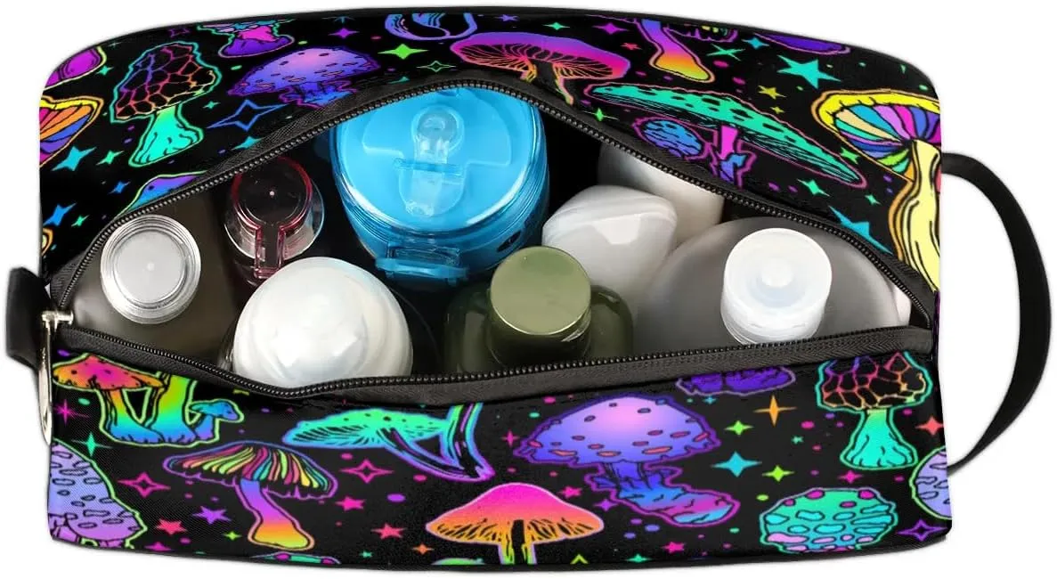 Mushroom Halloween Makeup Bag Travel Toiletry Bag for Women, Kids Toiletry Bag Cosmetic Waterproof Small Easy-carry