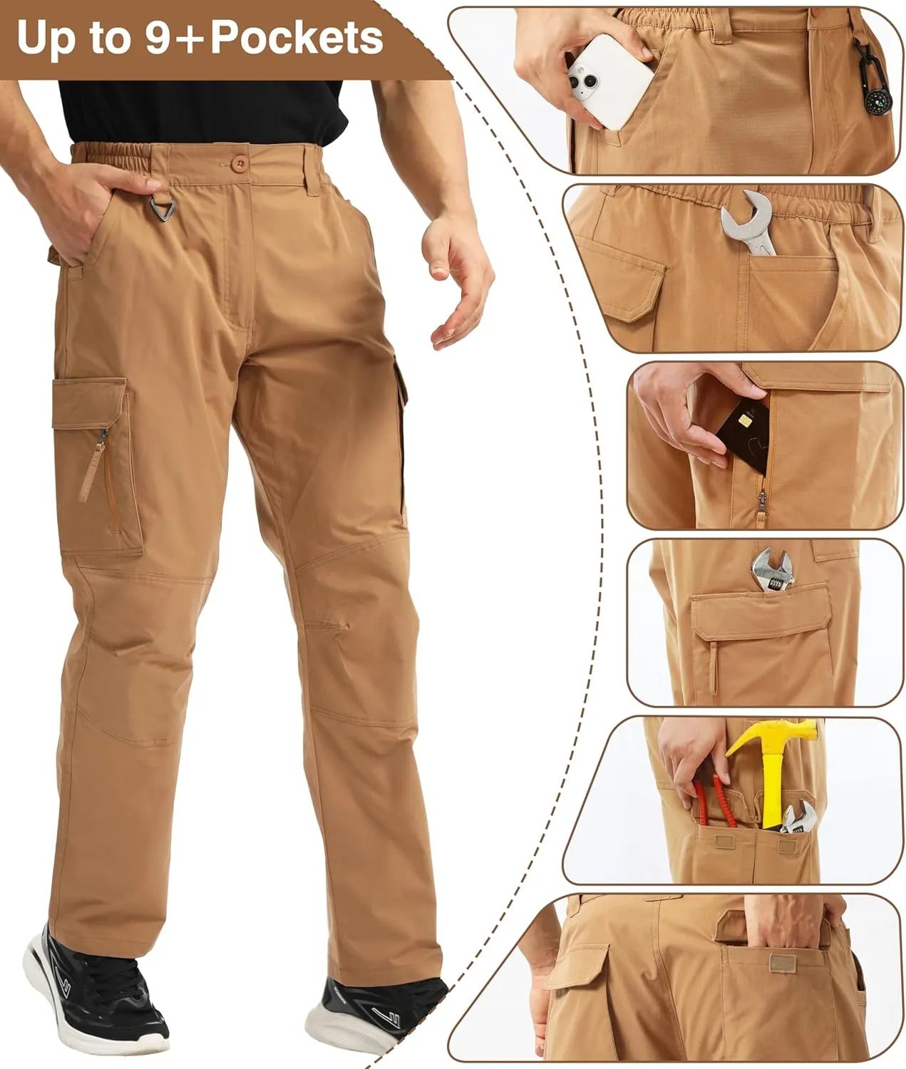 NATUVENIX Tactical Pants for Men, Ripstop Lightweight Cargo Work Pants for Men Water Resistant Mens Hiking Pants Outdoor