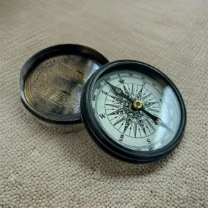 Nautical Black Brass Pocket Compass Portable Antique Marine Navigation Tool | Ideal Gift for Sailors, Explorers Adventurers and Nautical Collectors 2 Inch