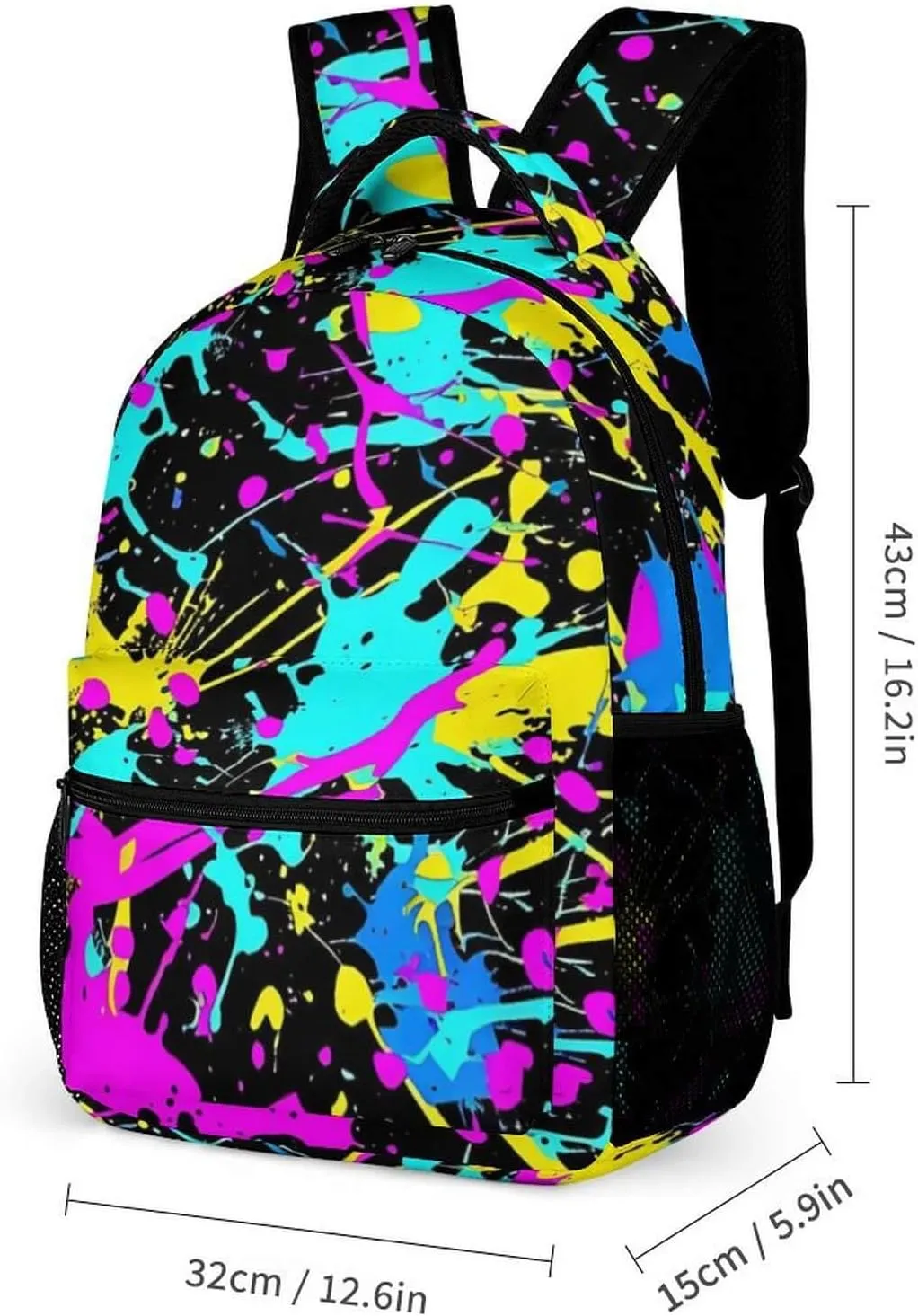 Neon Backpack with Lunch Box & Pencil Case, 16 Inch Neon Themed Bookbag, Adjustable Lightweight Large Capacity, Colorful Neon Backpack Set for Kids Girls Boys School