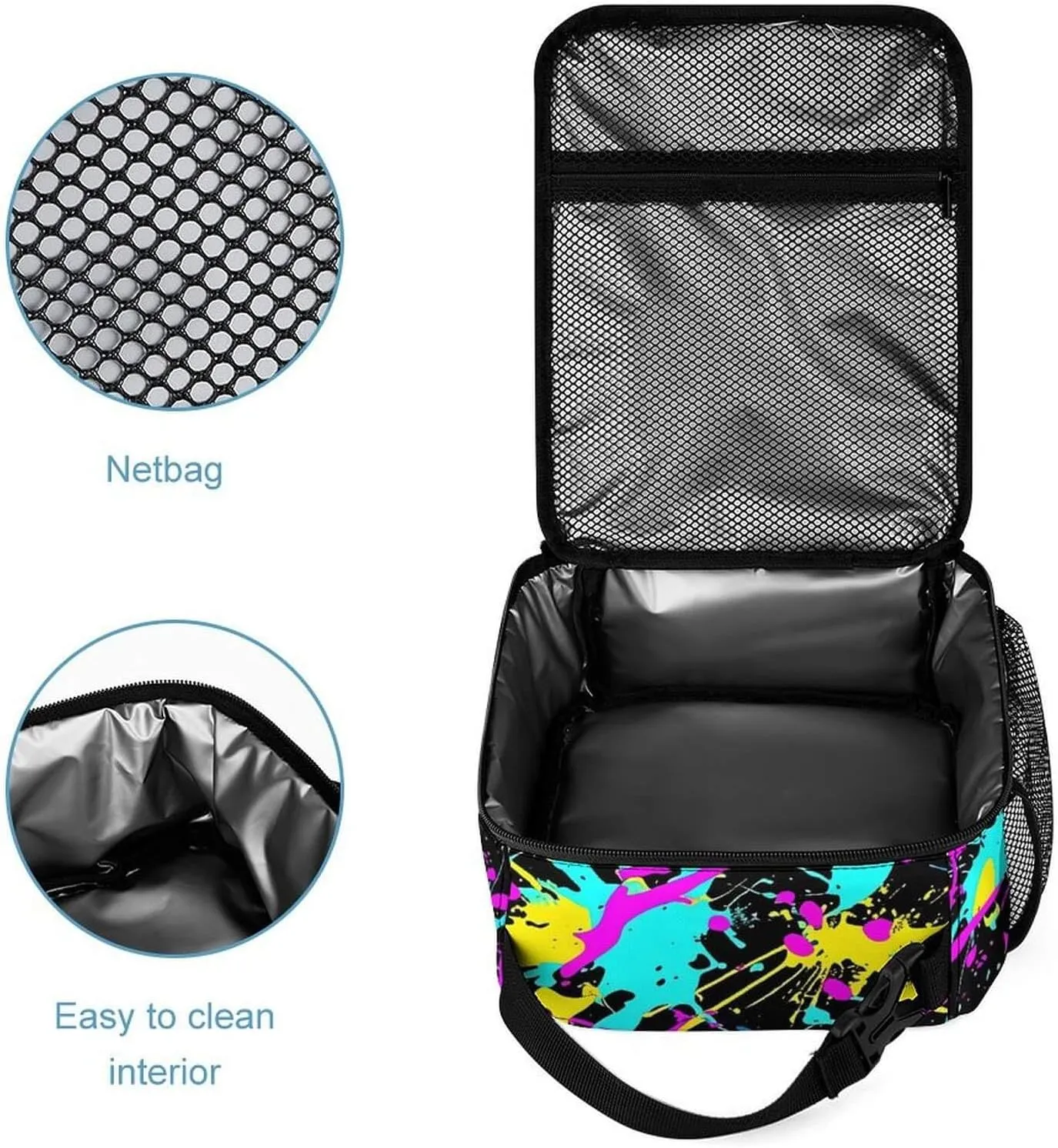 Neon Backpack with Lunch Box & Pencil Case, 16 Inch Neon Themed Bookbag, Adjustable Lightweight Large Capacity, Colorful Neon Backpack Set for Kids Girls Boys School