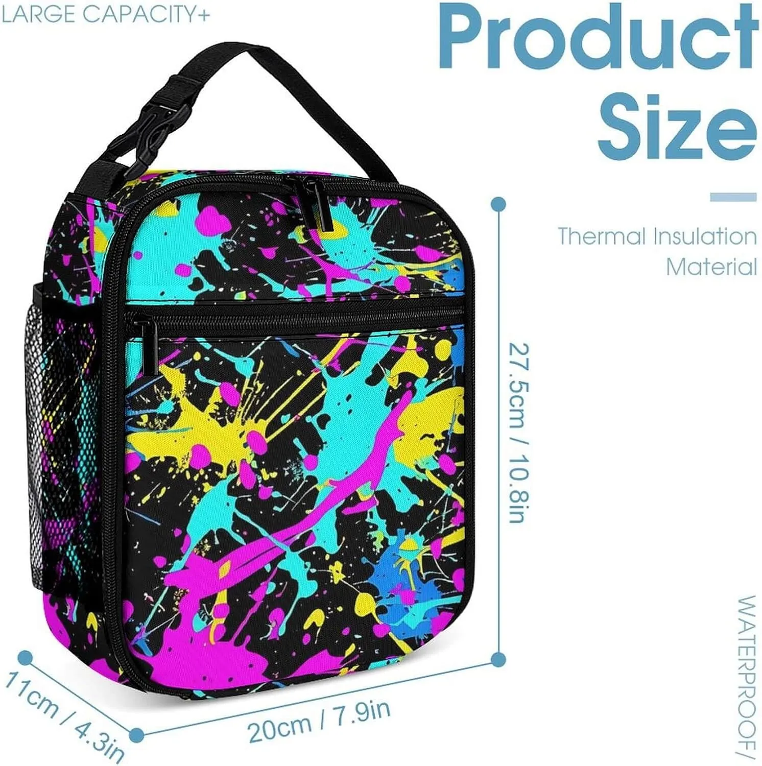 Neon Backpack with Lunch Box & Pencil Case, 16 Inch Neon Themed Bookbag, Adjustable Lightweight Large Capacity, Colorful Neon Backpack Set for Kids Girls Boys School