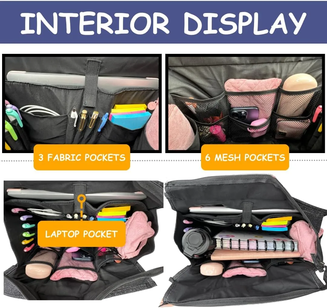 NGIL Utility Water Resistant Zippered Lined Tote Bag,Multi Pocket Organizer, Work Tote Bags for Women, Nurse Tote,Nurse Gift