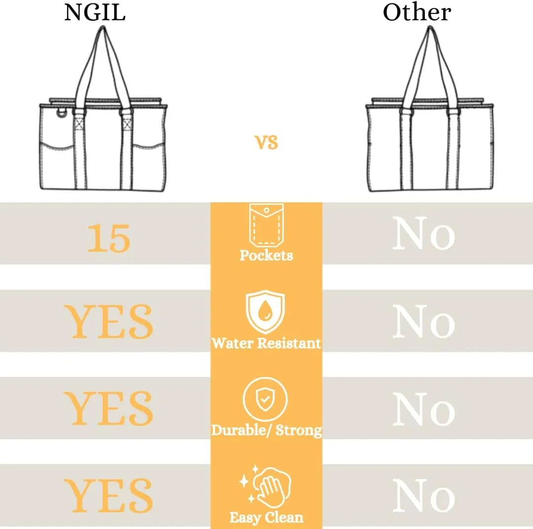 NGIL Utility Water Resistant Zippered Lined Tote Bag,Multi Pocket Organizer, Work Tote Bags for Women, Nurse Tote,Nurse Gift
