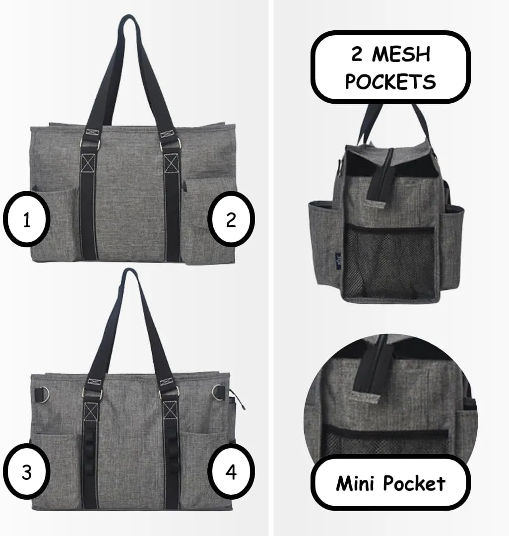 NGIL Utility Water Resistant Zippered Lined Tote Bag,Multi Pocket Organizer, Work Tote Bags for Women, Nurse Tote,Nurse Gift