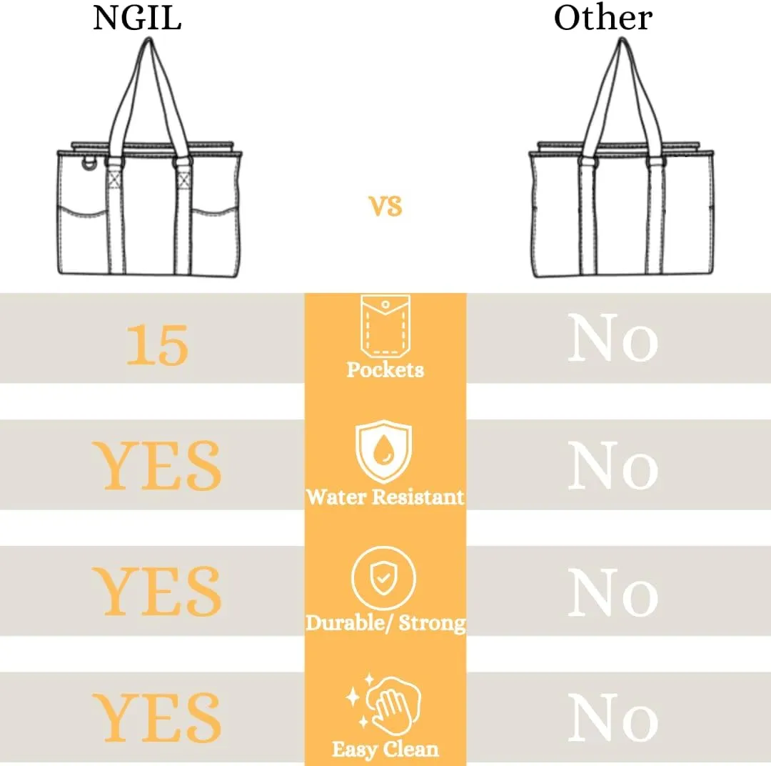NGIL Utility Water Resistant Zippered Lined Tote Bag,Multi Pocket Organizer, Work Tote Bags for Women, Nurse Tote,Nurse Gift
