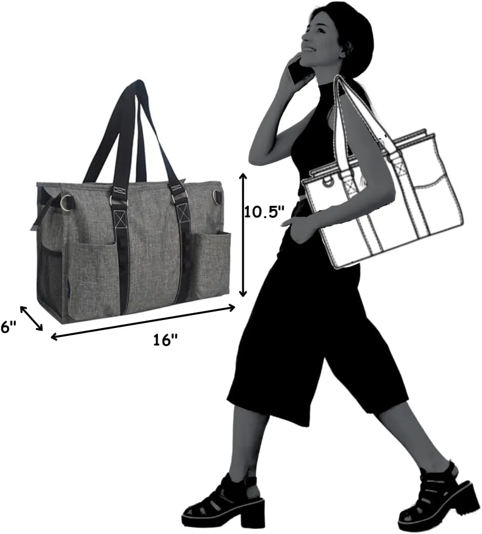 NGIL Utility Water Resistant Zippered Lined Tote Bag,Multi Pocket Organizer, Work Tote Bags for Women, Nurse Tote,Nurse Gift