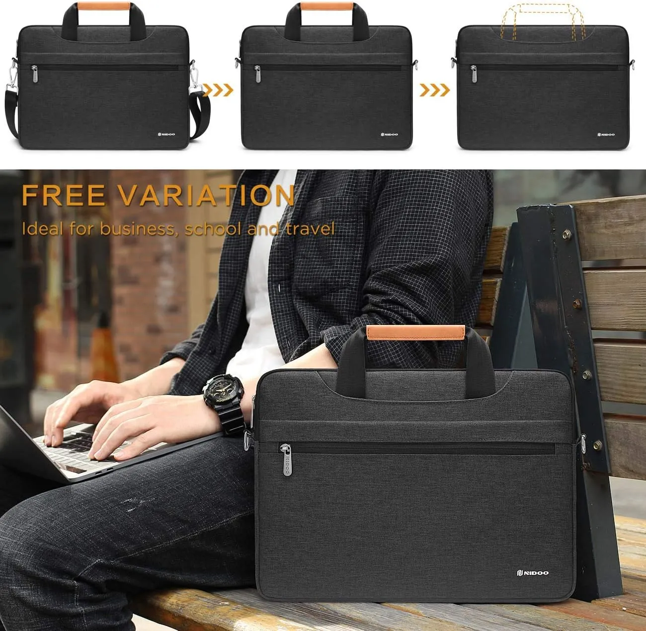 NIDOO 10-17 Inch Laptop Briefcase Carrying Bag Water-Resistant Computer Sleeve Case