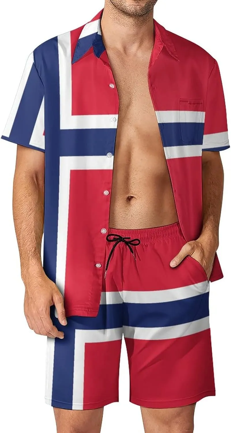 Norway Flag Casual Beach Suit Summer Beach Shorts 80s 90s Men's Swim Trunks Printed Beach Shorts 3XL