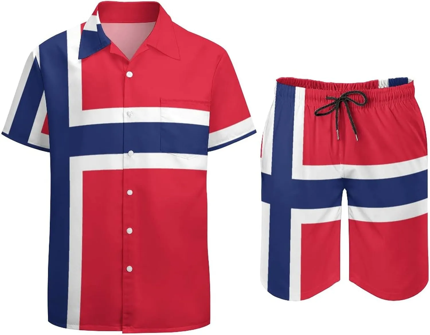 Norway Flag Casual Beach Suit Summer Beach Shorts 80s 90s Men's Swim Trunks Printed Beach Shorts 3XL