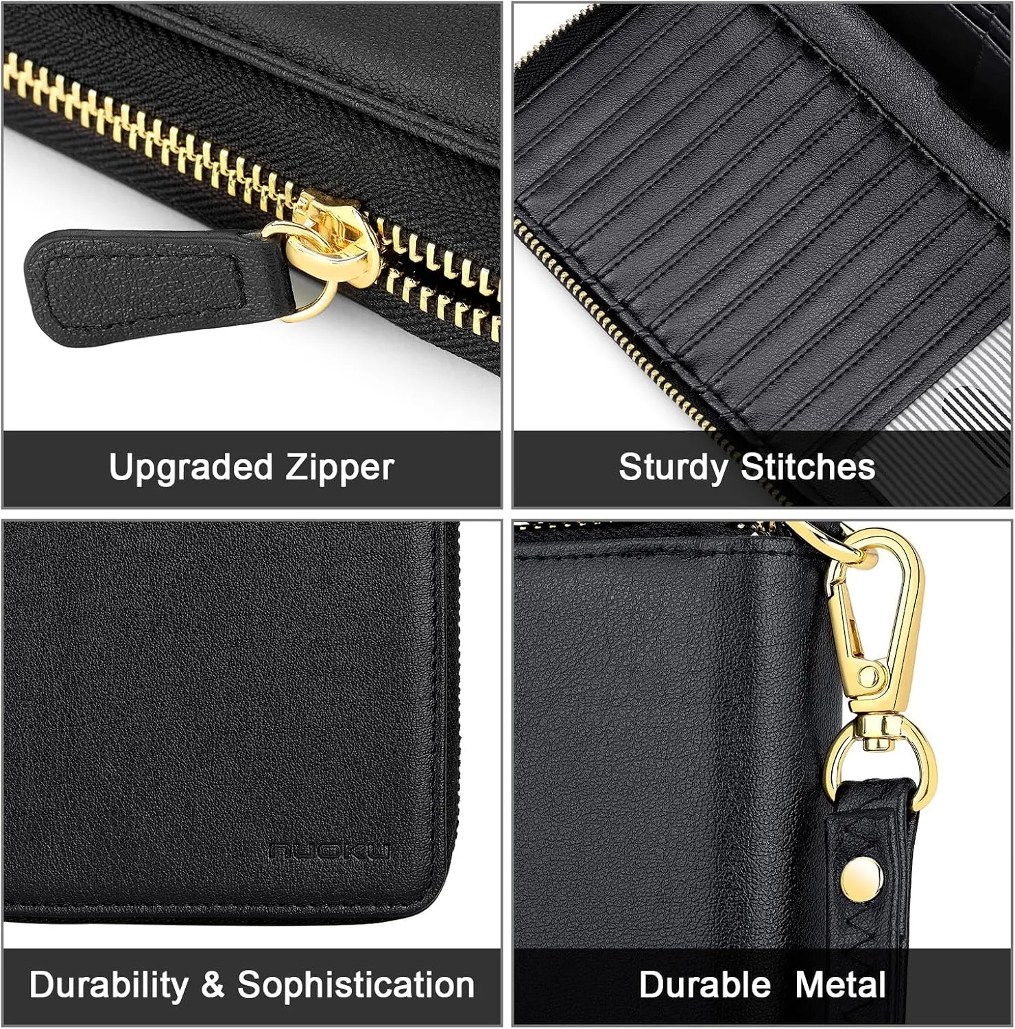 nuoku Rfid Wristlet Wallets for Women, Clutch Purses with Card Slots, Women's Wristlet Handbags, Wrist Strap
