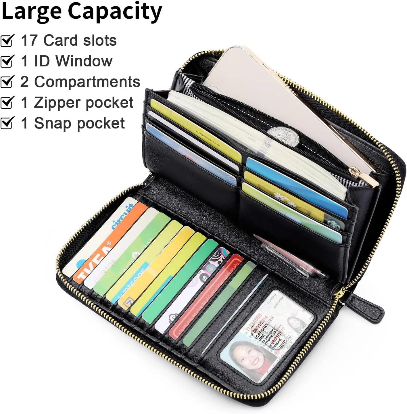 nuoku Rfid Wristlet Wallets for Women, Clutch Purses with Card Slots, Women's Wristlet Handbags, Wrist Strap