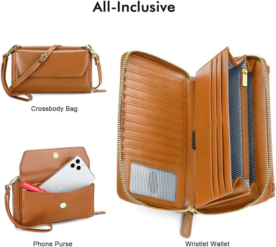 nuoku Wallets for Women Credit Card Slots with RFID Blocking Large Capacity Wristlet