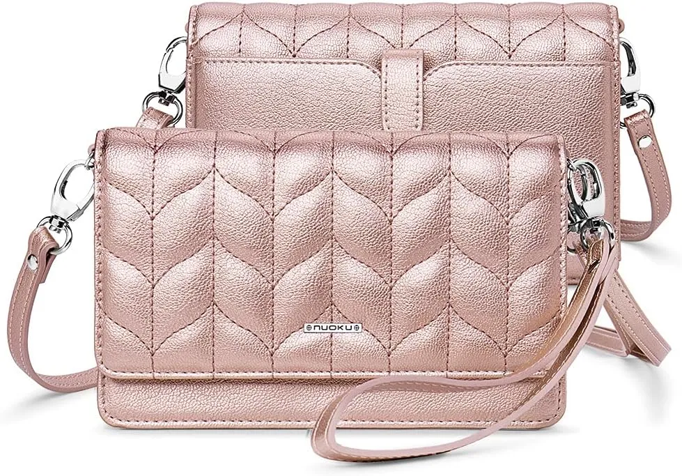nuoku Women Small Crossbody Bag Cellphone Purse Wallet with RFID Card Slots 2 Straps