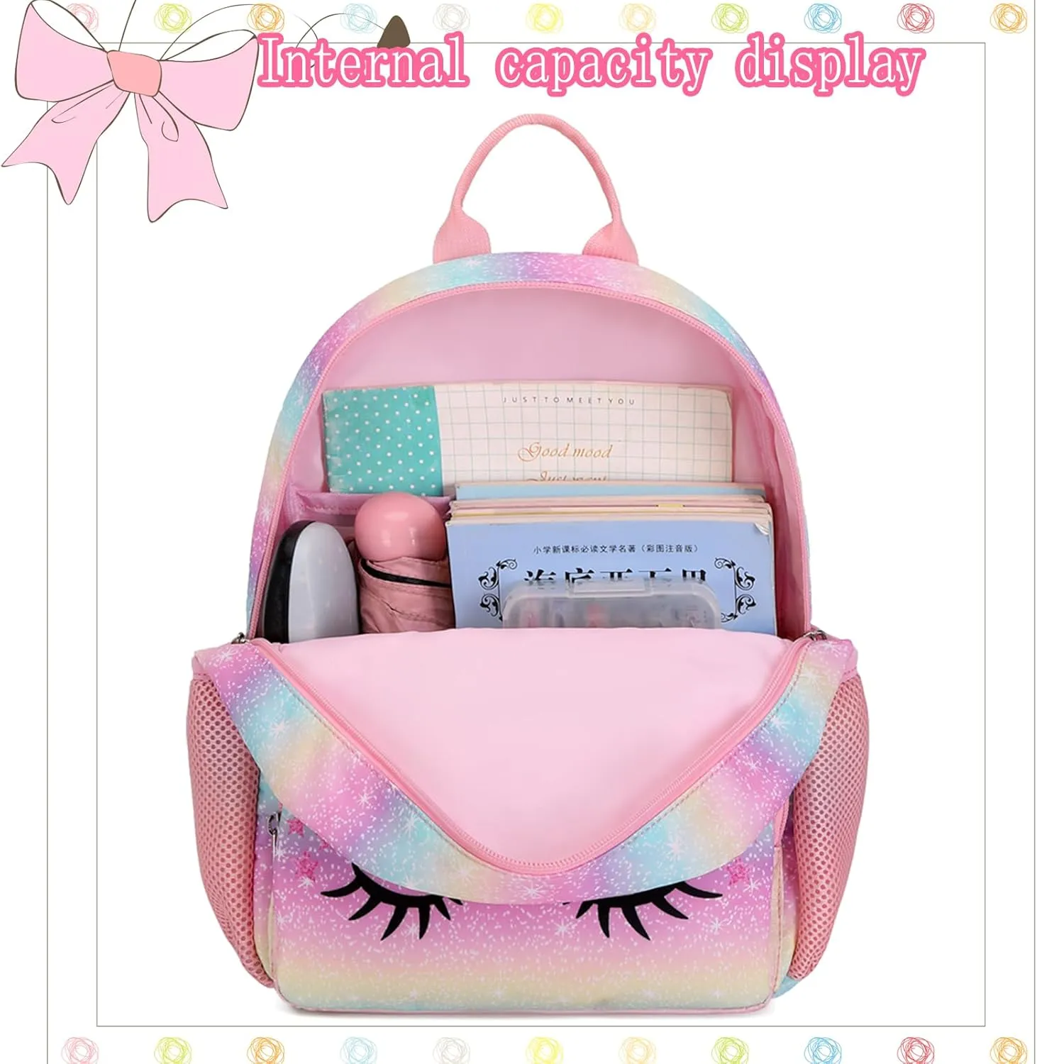 Octsky Unicorn Toddler Backpack Girls Mini Backpack for Kids, Lightweight Preschool Backpack for Kindergarten Little Girls Bookbag With Chest Strap