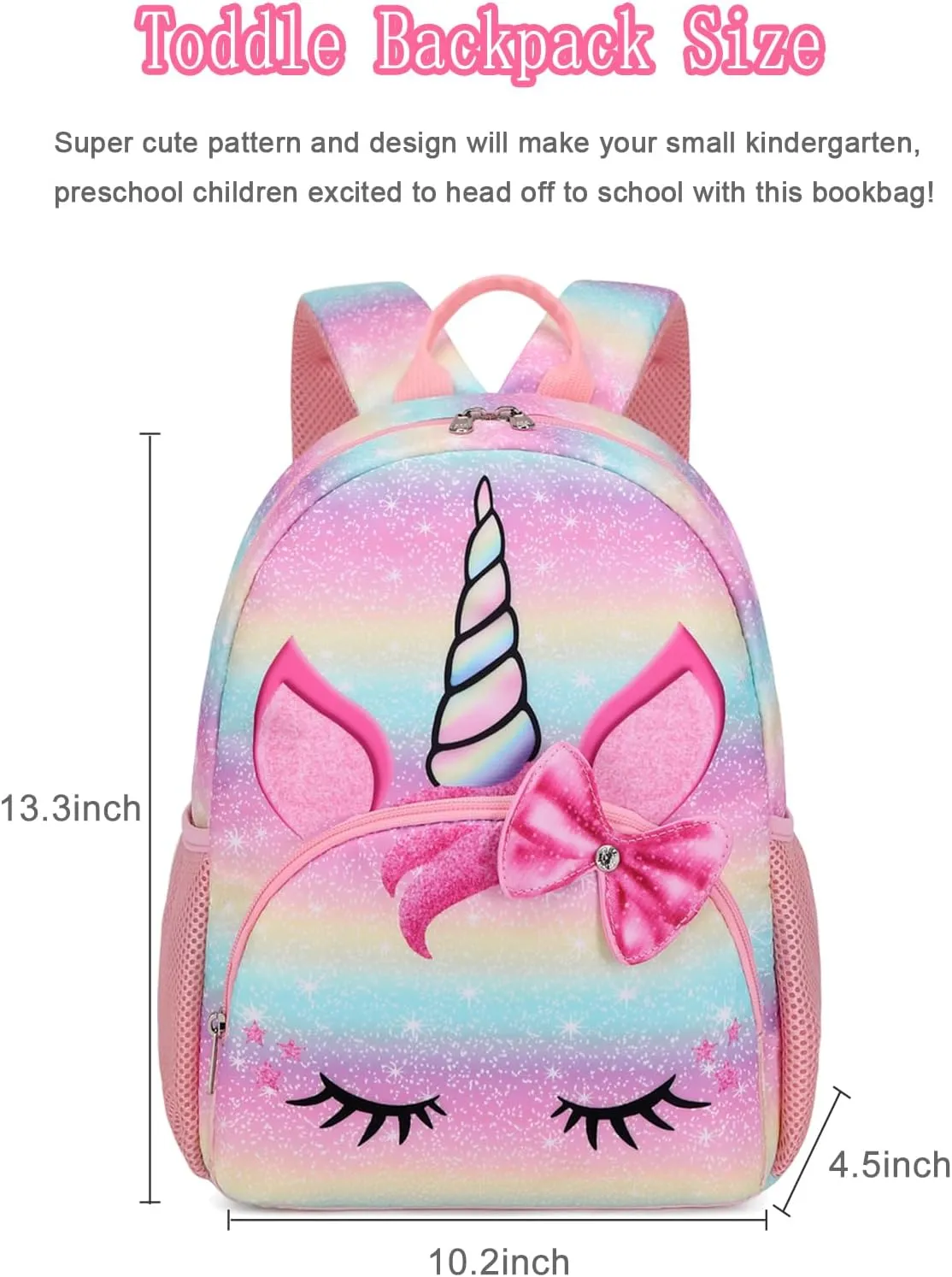 Octsky Unicorn Toddler Backpack Girls Mini Backpack for Kids, Lightweight Preschool Backpack for Kindergarten Little Girls Bookbag With Chest Strap