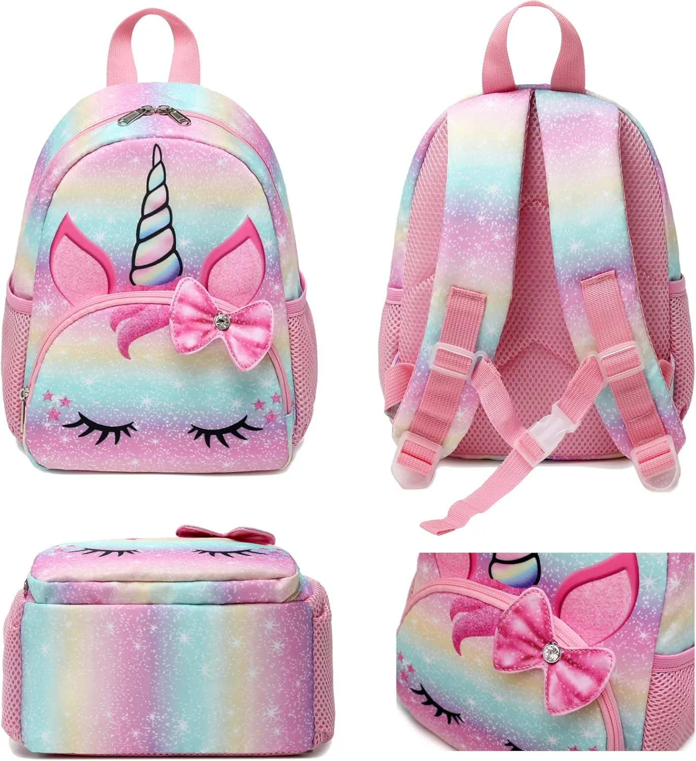 Octsky Unicorn Toddler Backpack Girls Mini Backpack for Kids, Lightweight Preschool Backpack for Kindergarten Little Girls Bookbag With Chest Strap
