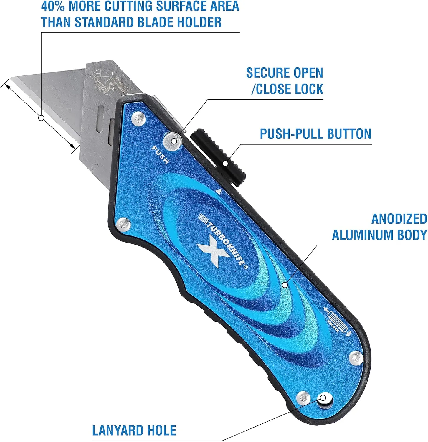 Olympia Tools Turboknife X Utility Knife 33-134, Blue