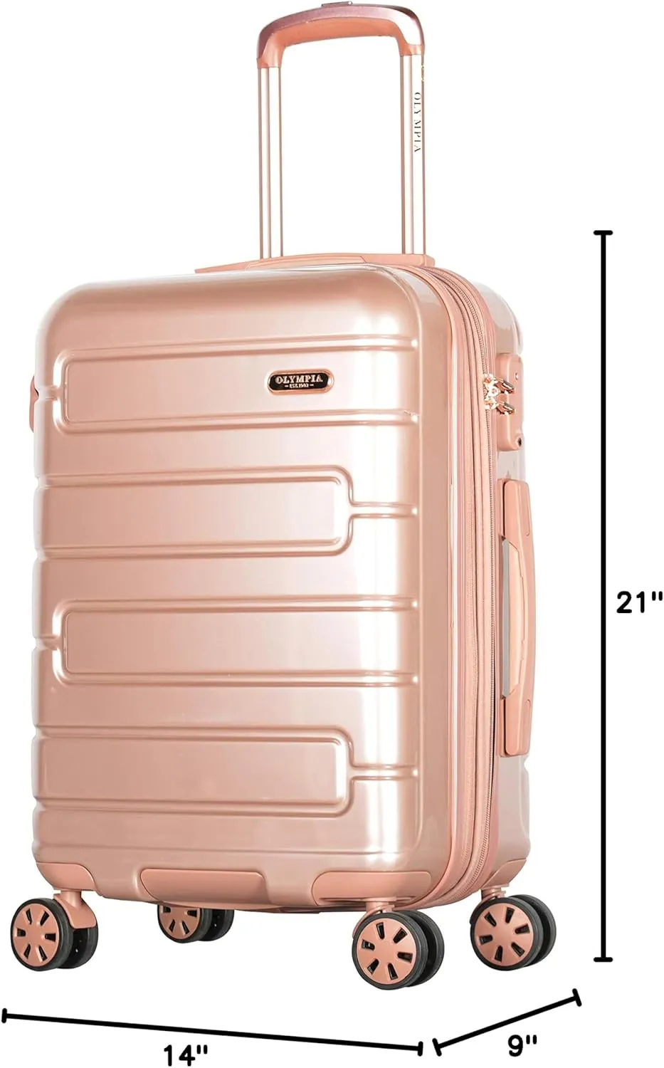 Olympia U.S.A. Nema 22-inch Carry On Luggage Expandable Lightweight Hardside Double 4 Wheel Spinner Suitcase with TSA Lock and Hidden Laptop Compartment