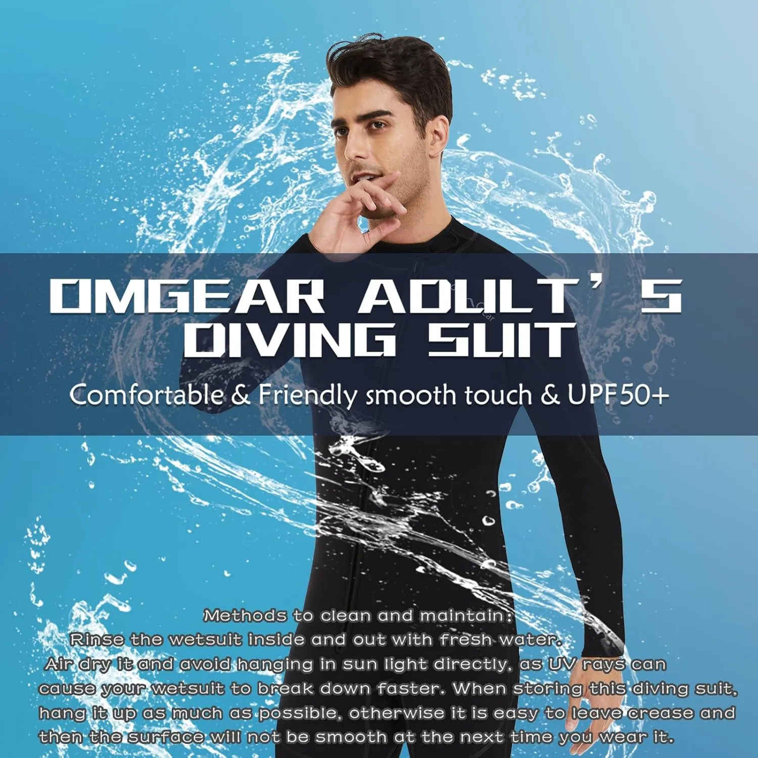 OMGear Wetsuit Men Women 3mm Neoprene Full Body UV Protection One Piece Long Sleeves Scuba Diving Suits Back Zipper Swimsuit for Scuba Diving Surf Snorkeling Swimming
