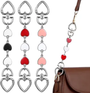 Operitacx 3pcs Heart-Shaped Bag Extender Chain Strap for Handbags Decorative Purse Chain with Unique Design Crossbody Underarm Style Present for Friends Special Occasions
