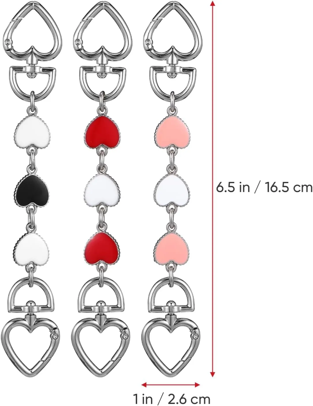 Operitacx 3pcs Heart-Shaped Bag Extender Chain Strap for Handbags Decorative Purse Chain with Unique Design Crossbody Underarm Style Present for Friends Special Occasions