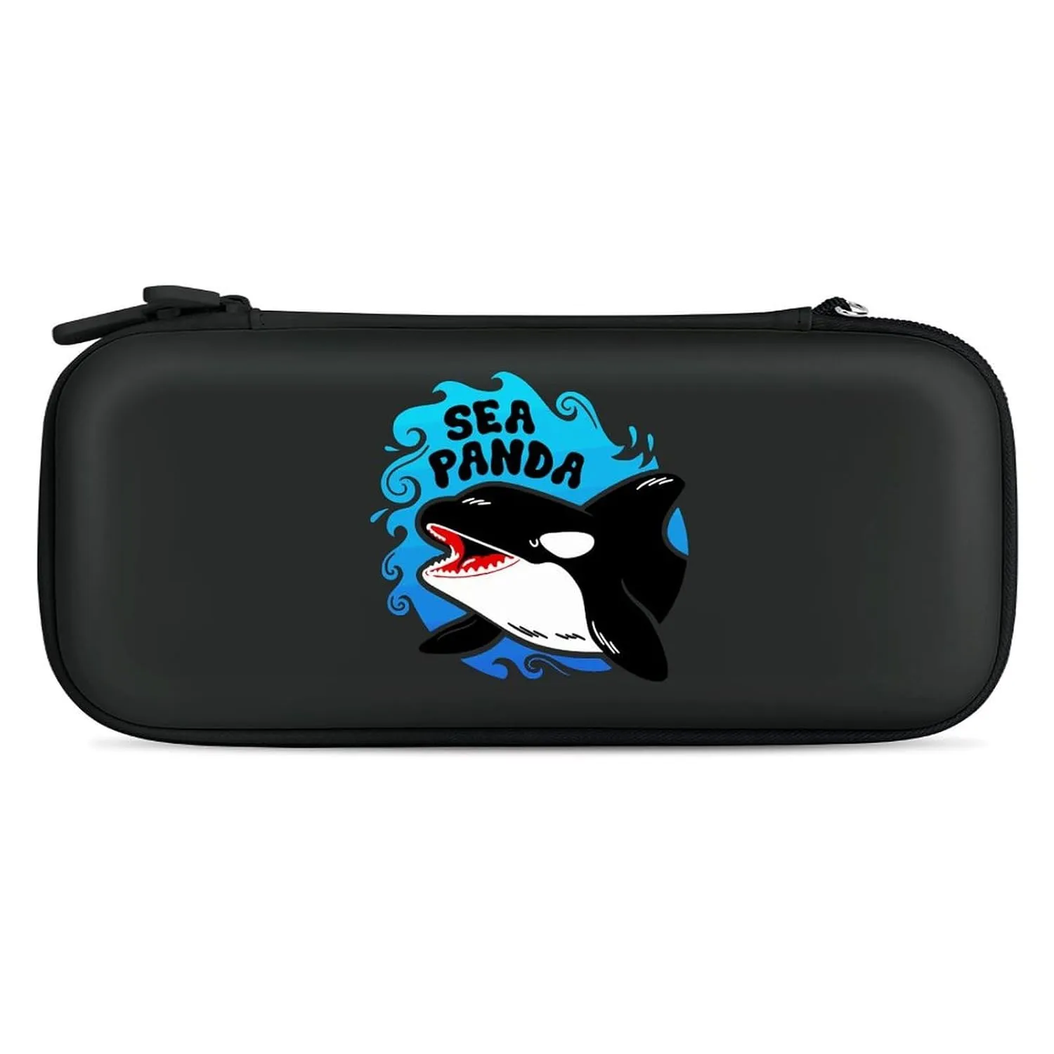 Orca Whale Killer Whales Compatible with Switch Carrying Case Hard Travel Game Bag Pouch with 15 Games Accessories Black-Style