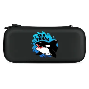 Orca Whale Killer Whales Compatible with Switch Carrying Case Hard Travel Game Bag Pouch with 15 Games Accessories Black-Style