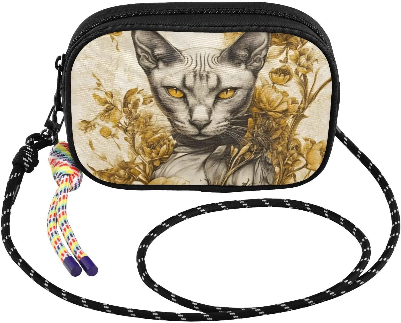 Oriental Shorthair Cat Cute Crossbody Bags for Women Cell Phone Purses Women's Shoulder Handbag Wallet Purse with Rope Pendant