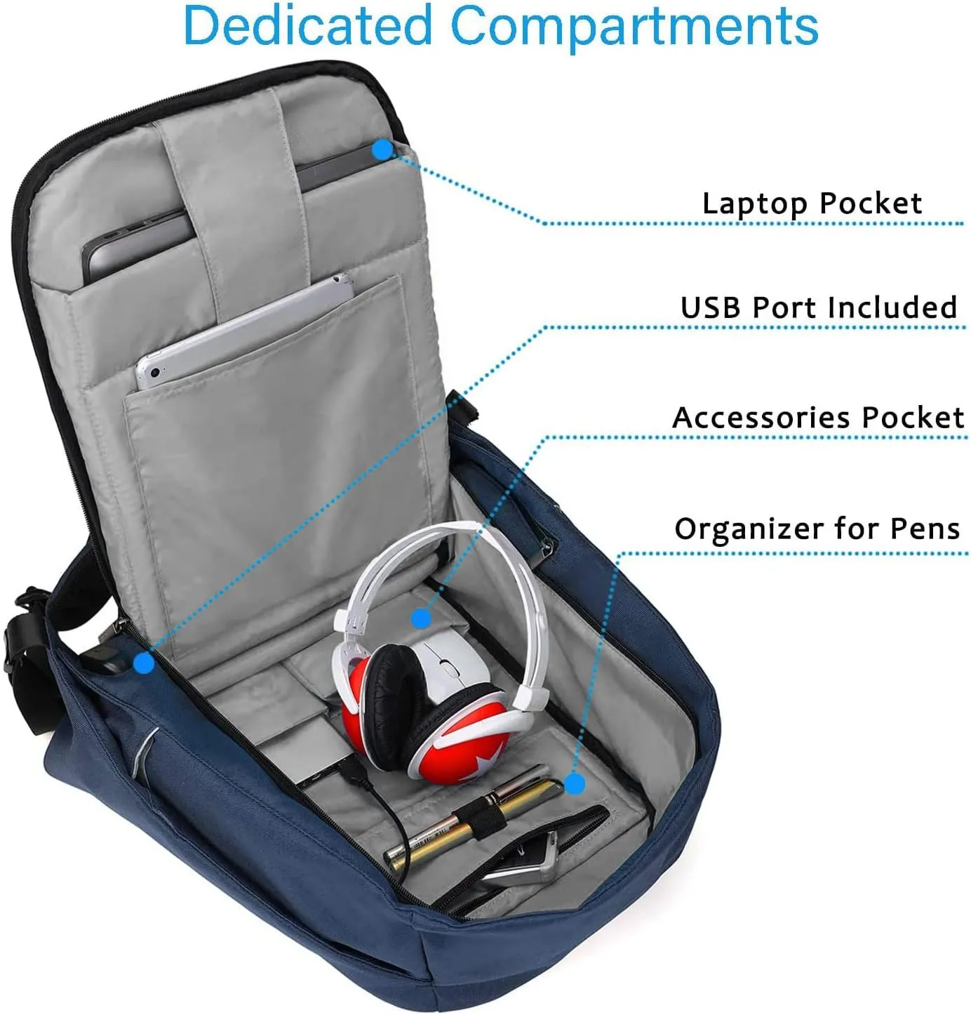 oscaurt Anti Theft Backpack 15.6 Inch Laptop Travel Backpack with Hidden Zipper and USB Charging Port Waterproof Business Computer Bag for Men & Women