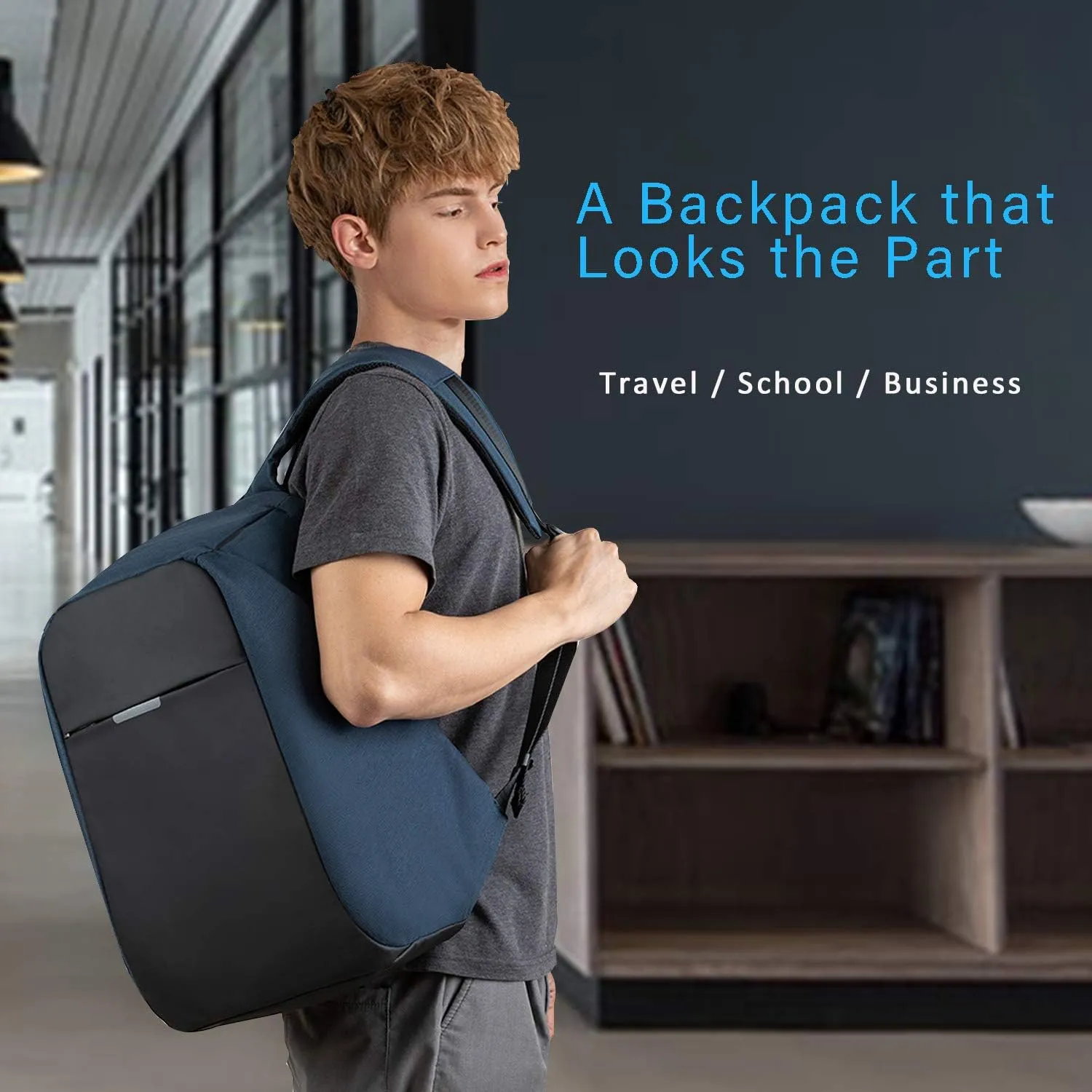 oscaurt Anti Theft Backpack 15.6 Inch Laptop Travel Backpack with Hidden Zipper and USB Charging Port Waterproof Business Computer Bag for Men & Women