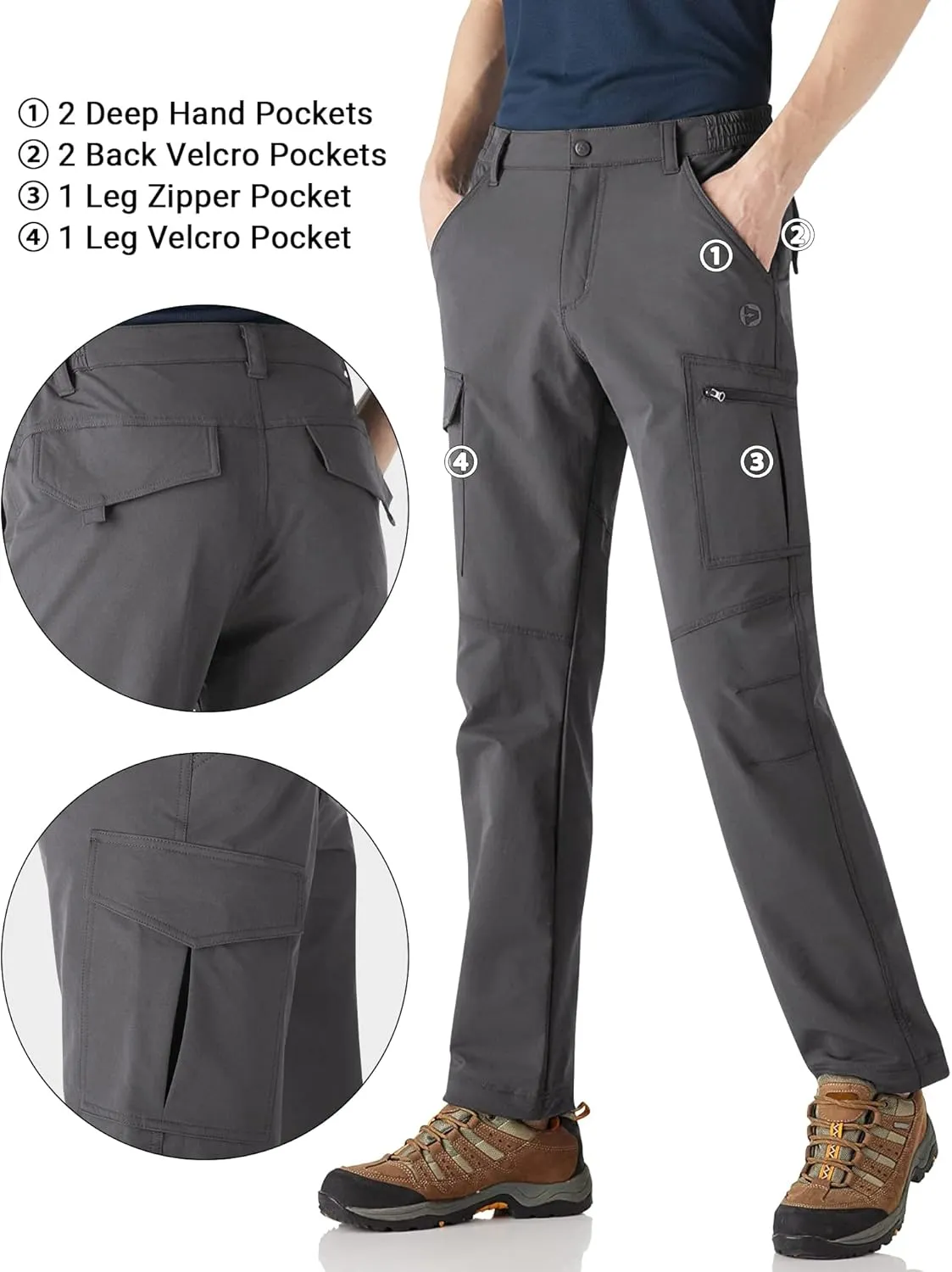 Outdoor Ventures Men's Hiking Pants Lightweight Water Resistant Cargo Work Pants Ripstop Outdoor Pants for Tactical Travel
