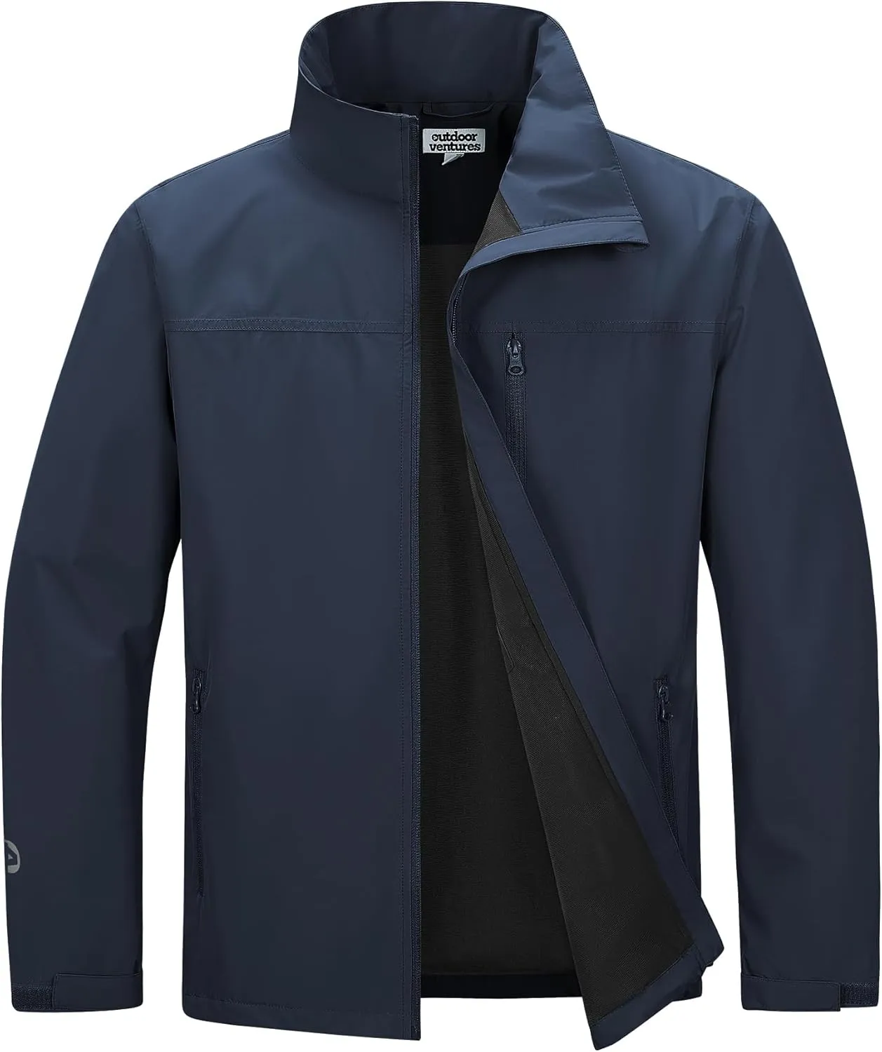 Outdoor Ventures Men's Lightweight Jacket Waterproof Rain Shell Jackets with velvet lined Windbreake Stand Collar