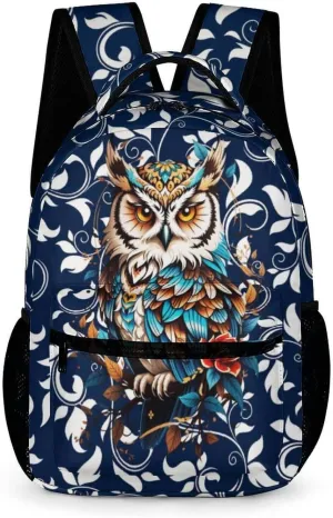 Owl Backpack for Kids Girls Boys School, 16 Inches Cute Owl Theme Bookbag, Adjustable, Lightweight, Large Capacity, Colorful Owl Backpack for School