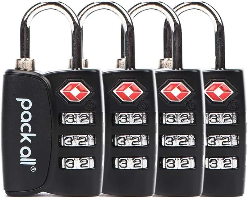 pack all TSA Approved Luggage Lock, Inspection Indicator, Alloy Body, 3 Digit Combination Padlocks, Travel Lock for Suitcases & Bag, Travel Accessories