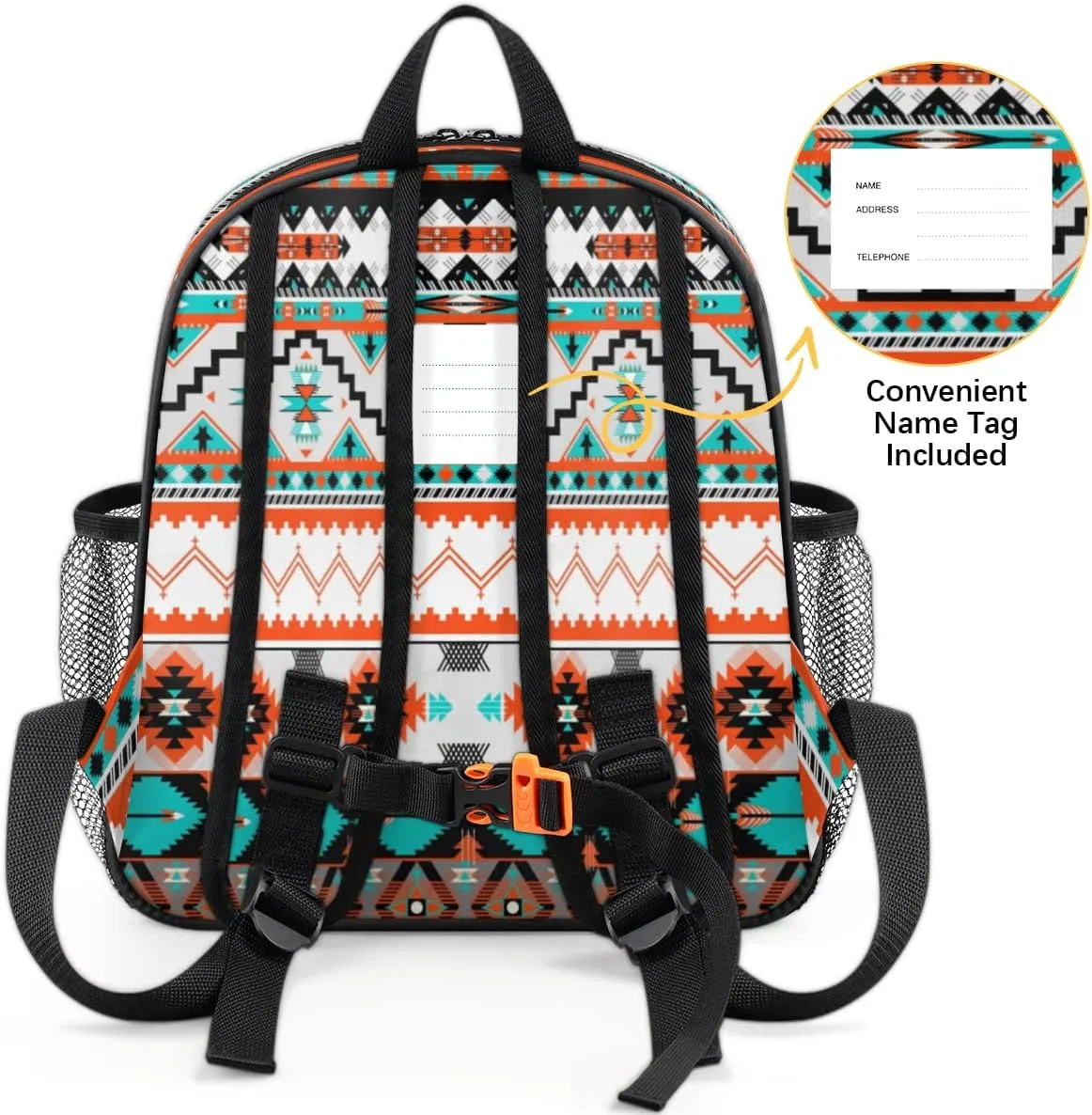 Pardick Aztec Little Kids Backpack for Boys Girls Aztec Print Pre-K Toddler Backpack Travel Bag - Name Tag and Chest Strap