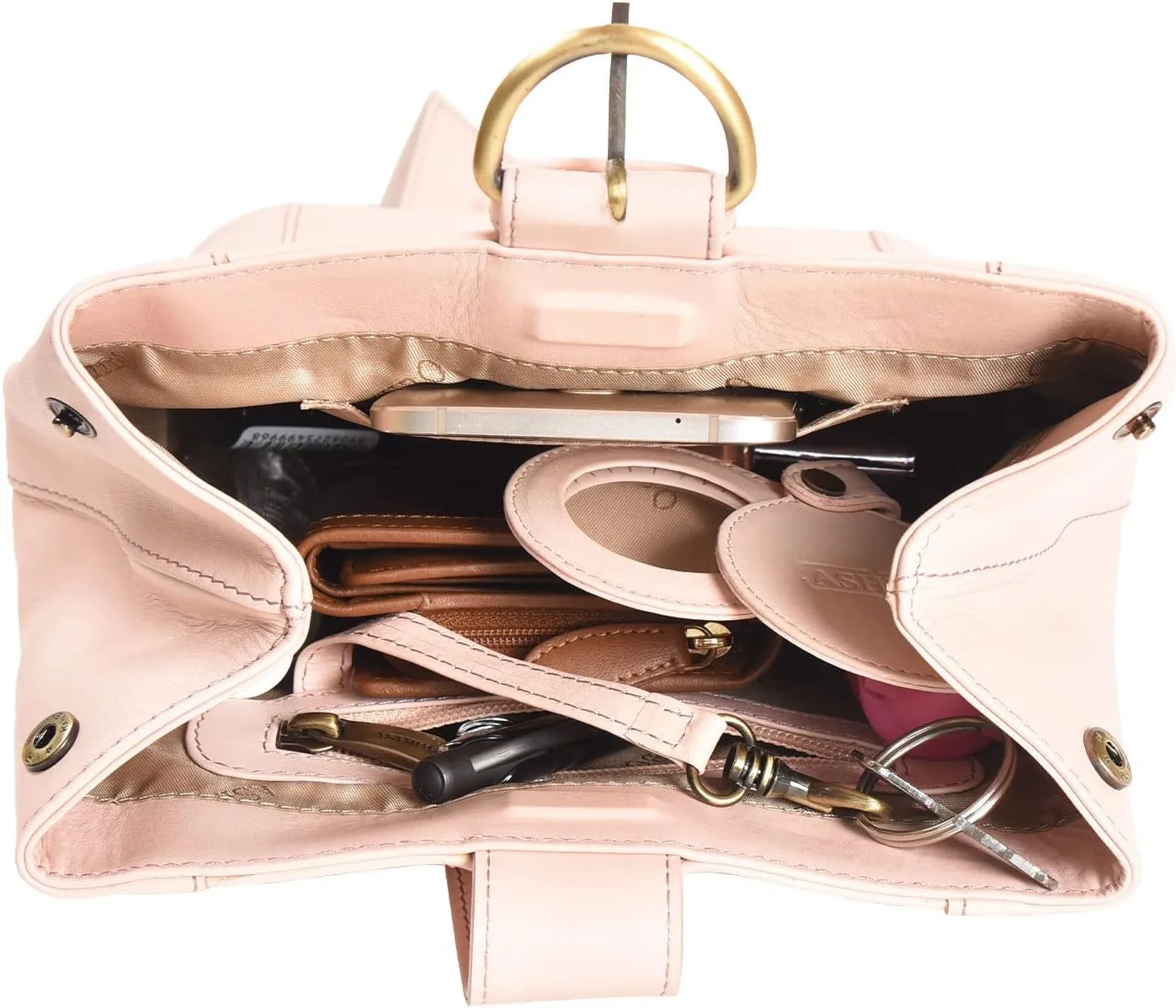 Party Wrist bag For Womens Nappa Flat Genuine Leather with Dual Secure Magnetic Buckel Closure & Makeup Mirror
