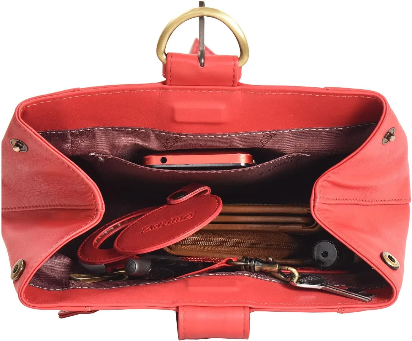 Party Wrist bag For Womens Nappa Flat Genuine Leather with Dual Secure Magnetic Buckel Closure & Makeup Mirror