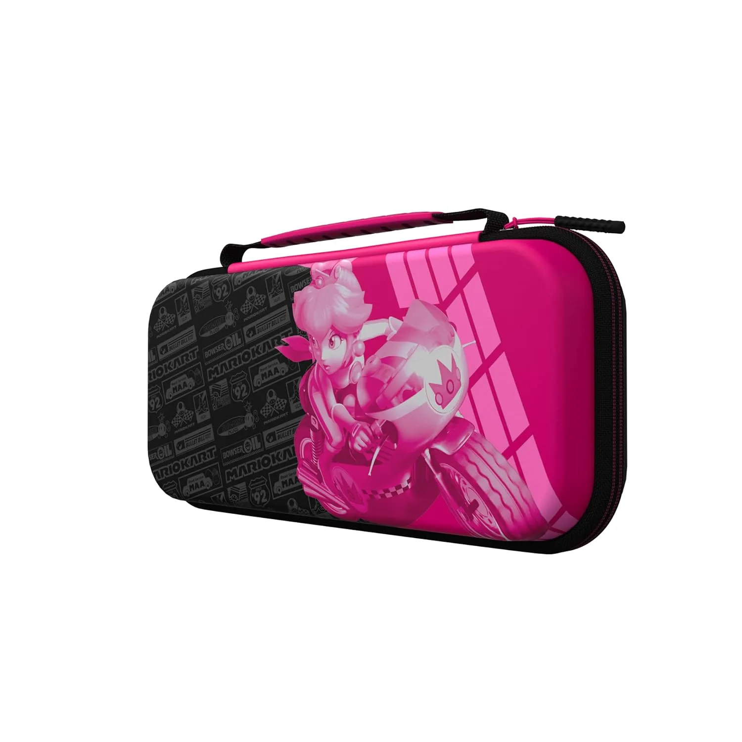 PDP Nintendo Switch Travel Case Plus GLOW with Wrist Strap, Built-in Stand & Game Storage Pockets, Licensed Switch Lite/OLED Compatible: Grand Prix Princess Peach (Glow in the Dark)